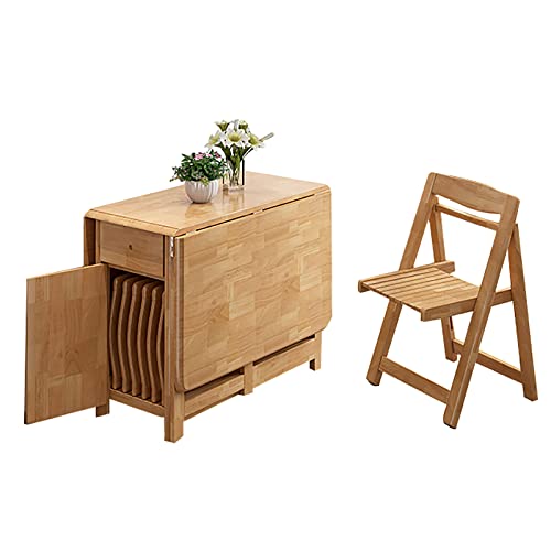 Klapptisch Und StüHle, Ausziehbares Esstisch-Set Mit Rollen Und Schublade, 5-Teiliges Esszimmerset Im Landhausstil Aus Massivholz, Platzsparende StüHle FüR Die KüCheninsel (Tisch Und 4 StüHle, Natur) Klapptisch Und StüHle, Ausziehbares Esstisch-Set Mit Rollen Und Schublade, 5-Teiliges Esszimmerset Im Landhausstil Aus Massivholz, Platzsparende StüHle FüR Die KüCheninsel (Tisch Und 4 StüHle, Natur) von OUKMXSY