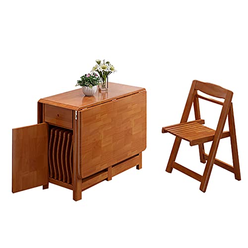 Klapptisch Und StüHle, Ausziehbares Esstisch-Set Mit Rollen Und Schublade, 5-Teiliges Esszimmerset Im Landhausstil Aus Massivholz, Platzsparende StüHle FüR Die KüCheninsel (Tisch Und 4 StüHle, Braun Klapptisch Und StüHle, Ausziehbares Esstisch-Set Mit Rollen Und Schublade, 5-Teiliges Esszimmerset Im Landhausstil Aus Massivholz, Platzsparende StüHle FüR Die KüCheninsel (Tisch Und 4 StüHle, Braun von OUKMXSY