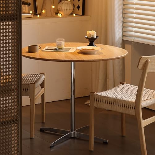 Moderner Runder Cocktailtisch Aus Der Mitte Des Jahrhunderts, Esstisch Aus Holz Mit Gekreuztem Metallfuß, BauernküChenmöBel FüR 2–4 Personen FüR BüRo, Sitzungssaal, Wohnzimmer (90 Cm L X 90 Cm B X 73 Moderner Runder Cocktailtisch Aus Der Mitte Des Jahrhunderts, Esstisch Aus Holz Mit Gekreuztem Metallfuß, BauernküChenmöBel FüR 2–4 Personen FüR BüRo, Sitzungssaal, Wohnzimmer (90 Cm L X 90 Cm B X 73 von OUKMXSY
