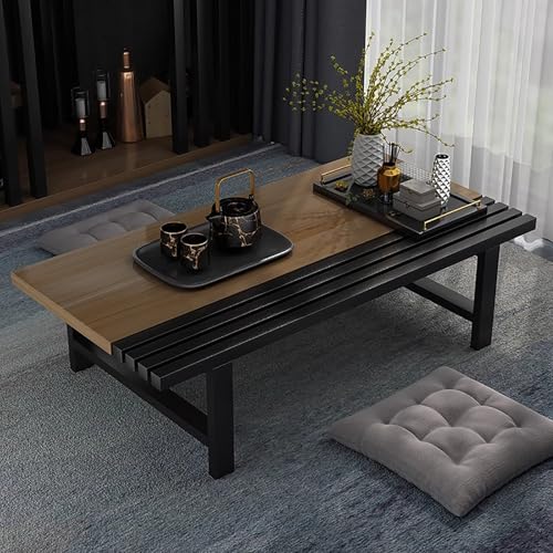 Niedriger Japanischer Bodentisch, Rustikaler Couchtisch Aus Holz Zum Sitzen Auf Dem Boden, Kleine Tatami-Teetische Mit Metallrahmen, Wohnzimmer, Schlafzimmer, Erkerfenster (27,5 X 15,7 9,8 Zoll, Waln Niedriger Japanischer Bodentisch, Rustikaler Couchtisch Aus Holz Zum Sitzen Auf Dem Boden, Kleine Tatami-Teetische Mit Metallrahmen, Wohnzimmer, Schlafzimmer, Erkerfenster (27,5 X 15,7 9,8 Zoll, Waln von OUKMXSY