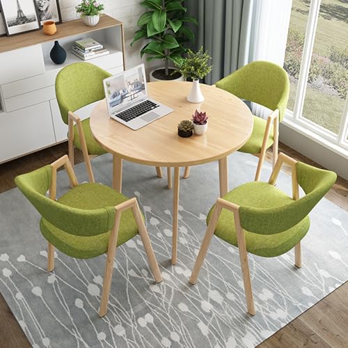 OUKMXSY BüRotisch- Und Stuhlset FüR 4 Personen, Kleiner Runder Konferenzstuhl Mit RüCkenlehne, 5-Teiliger Platzsparender Verhandlungs-Empfangstischstuhl (D 31,5 Zoll/80 cm, GrüN) von OUKMXSY