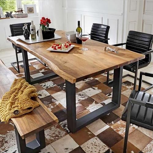 OUKMXSY Industrieller Esstisch Aus Massivholz, Rechteckiger KüChentisch Mit Metallfuß, Langer Bauernhaus-Esstisch Mit NatüRlicher Kante FüR 4–8 Personen (139,9 cm L X 59,9 cm B X 74,9 cm H, Braun) OUKMXSY Industrieller Esstisch Aus Massivholz, Rechteckiger KüChentisch Mit Metallfuß, Langer Bauernhaus-Esstisch Mit NatüRlicher Kante FüR 4–8 Personen (139,9 cm L X 59,9 cm B X 74,9 cm H, Braun) von OUKMXSY