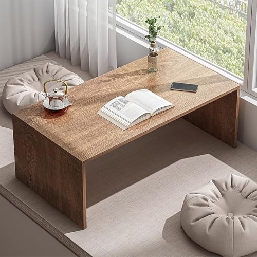 OUKMXSY Japanischer Bodentisch Aus Holz, Kleiner Couchtisch, Teetisch, Niedrig Zum Sitzen Auf Dem Tatami-Wohnzimmer, Home-Office (80 cm, Walnuss) von OUKMXSY