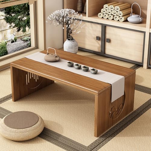 OUKMXSY Japanischer Klapptisch Mit Niedrigem Boden, Couchtisch Aus Bambus, Der Auf Dem Tatami-Schreibtisch Sitzt, Tragbare EsszimmermöBel FüR Wohnzimmertee, Keine Montage von OUKMXSY