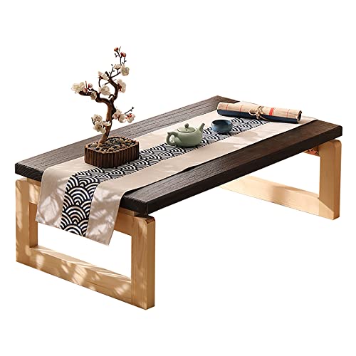 OUKMXSY Klappbarer Couchtisch Aus Massivholz, Niedriger Vintage-Teetisch Zum Sitzen Auf Dem Boden, Tragbarer, Klappbarer Japanischer Kotatsu-ESS-Altar-Bodentisch (35,5 X 19,7 X 11,8 Zoll, Naturbeine) von OUKMXSY