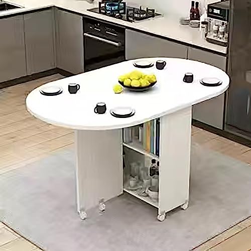 OUKMXSY Klappbarer Esstisch, Vielseitiges Abendessen, Mehrzweck-Klapptisch, Klappblatt-Erweiterung, 6 RäDer Und 2 Lagerregale, ErweiterungsküChen-BüRoschreibtisch, Platzsparend ( von OUKMXSY