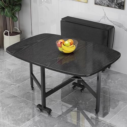 OUKMXSY Klappbarer Esstisch Mit 6 RäDern, Multifunktional, Ausziehbar Und Zusammenklappbar, FüR Kleine RäUme In KüChe, Schlafzimmer, Wohnzimmer, Platz FüR 2–6 Personen (119,4 X 70,9 cm, Schwarz) von OUKMXSY