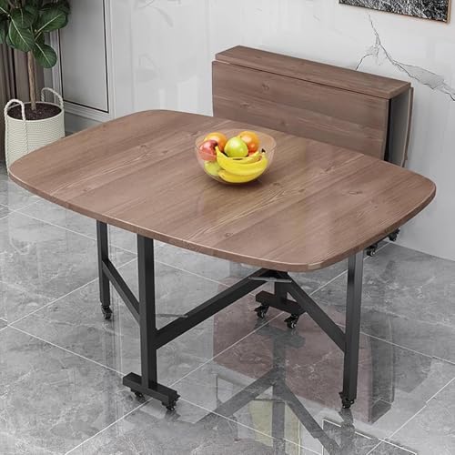 OUKMXSY Klappbarer Esstisch Mit 6 RäDern, Multifunktional, Ausziehbar Und Zusammenklappbar, FüR Kleine RäUme In KüChe, Schlafzimmer, Wohnzimmer, Platz FüR 2–6 Personen (99,9 X 60,9 cm, Walnuss) von OUKMXSY