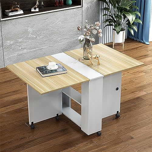OUKMXSY Mobiler Klapp-Esstisch, Vielseitiger Esstisch Mit 6 RäDern Und 2 AblagefäChern, FüR Kleine, Platzsparende KüChen, Wohnzimmer (Farbe: A, OUKMXSY Mobiler Klapp-Esstisch, Vielseitiger Esstisch Mit 6 RäDern Und 2 AblagefäChern, FüR Kleine, Platzsparende KüChen, Wohnzimmer (Farbe: A, von OUKMXSY