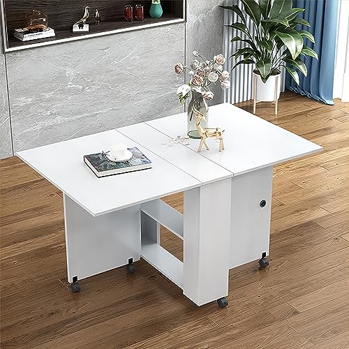OUKMXSY Mobiler Klapp-Esstisch, Vielseitiger Esstisch Mit 6 RäDern Und 2 AblagefäChern, FüR Kleine, Platzsparende KüChen, Wohnzimmer (Farbe: B, OUKMXSY Mobiler Klapp-Esstisch, Vielseitiger Esstisch Mit 6 RäDern Und 2 AblagefäChern, FüR Kleine, Platzsparende KüChen, Wohnzimmer (Farbe: B, von OUKMXSY
