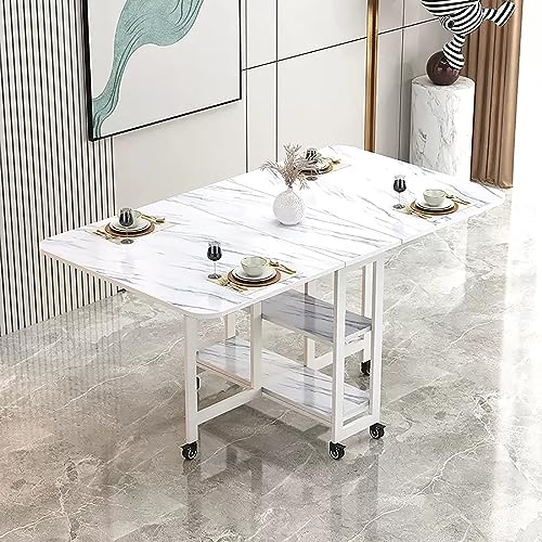 OUKMXSY Moderner Klappbarer Esstisch, Ausziehbarer KüChentisch Mit 6 RäDern, Rollbar, Platzsparend, In 3 Formen Zusammenklappbar, FüR KüChe, Schlafzimmer, Wohnzimmer (Farbe: Weiß 1 OUKMXSY Moderner Klappbarer Esstisch, Ausziehbarer KüChentisch Mit 6 RäDern, Rollbar, Platzsparend, In 3 Formen Zusammenklappbar, FüR KüChe, Schlafzimmer, Wohnzimmer (Farbe: Weiß 1 von OUKMXSY