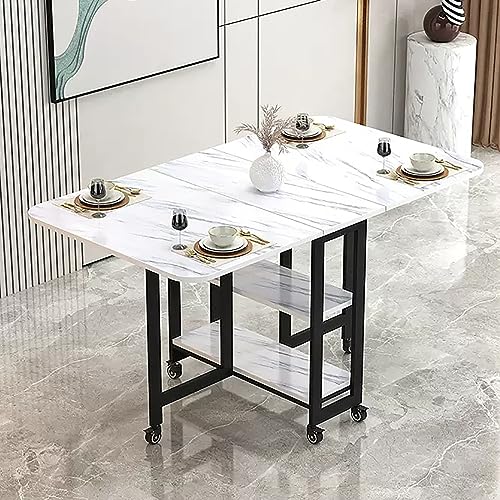 OUKMXSY Moderner Klappbarer Esstisch, Ausziehbarer KüChentisch Mit 6 RäDern, Rollbar, Platzsparend, In 3 Formen Zusammenklappbar, FüR KüChe, Schlafzimmer, Wohnzimmer (Farbe: Weiß 1 OUKMXSY Moderner Klappbarer Esstisch, Ausziehbarer KüChentisch Mit 6 RäDern, Rollbar, Platzsparend, In 3 Formen Zusammenklappbar, FüR KüChe, Schlafzimmer, Wohnzimmer (Farbe: Weiß 1 von OUKMXSY