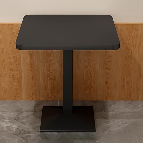 OUKMXSY Quadratischer Esstisch Mit Schwarzem Metallrahmen, Industrielle Bar-Holzplatte, Hohe Kneipentische, Esstische In KüChenthekenhöHe FüR Zimmerrestaurants (23,6" L X 23,6" B 29,5" H, Schwarz) von OUKMXSY