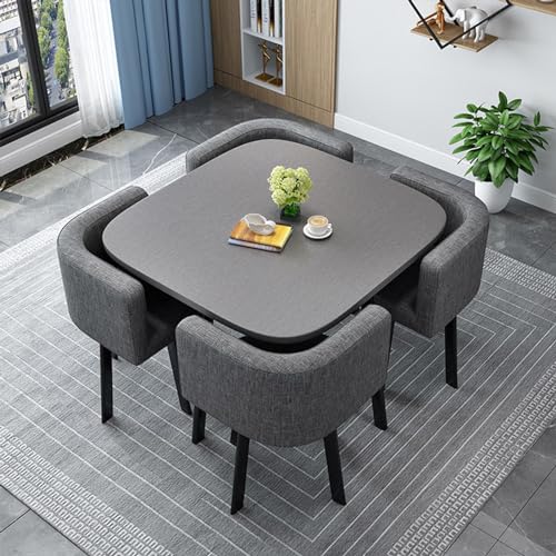 OUKMXSY Rundes/Quadratisches Esstisch-Set Mit StüHlen, Moderner Konferenztisch Und 4 StüHlen, Empfangsstuhlkombination, HolzküChe FüR Wohnzimmer (80 cm (31,5 Zoll), 4) von OUKMXSY