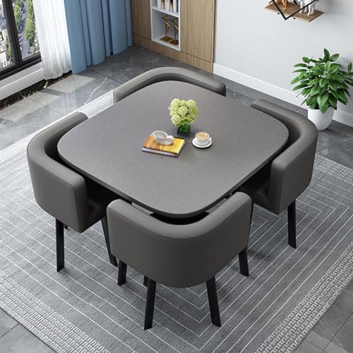OUKMXSY Rundes/Quadratisches Esstisch-Set Mit StüHlen, Moderner Konferenztisch Und 4 StüHlen, Empfangsstuhlkombination, HolzküChe FüR Wohnzimmer (80 cm (31,5 Zoll), 8) von OUKMXSY
