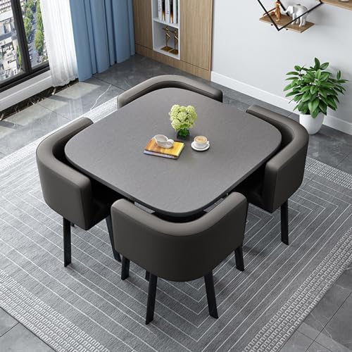 OUKMXSY Rundes/Quadratisches Esstisch-Set Mit StüHlen, Moderner Konferenztisch Und 4 StüHlen, Empfangsstuhlkombination, HolzküChe FüR Wohnzimmer (80 cm (31,5 Zoll), 9) von OUKMXSY