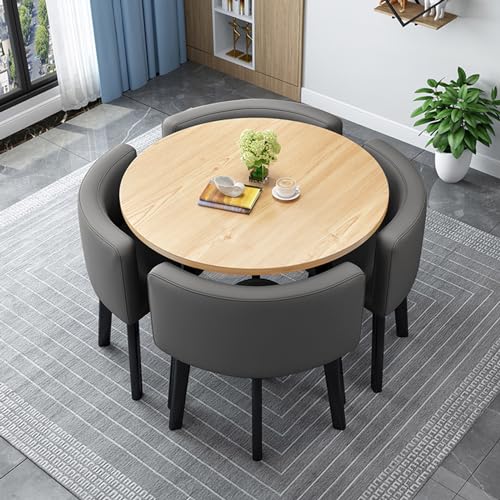 OUKMXSY Rundes/Quadratisches Esstisch-Set Mit StüHlen, Moderner Konferenztisch Und 4 StüHlen, Empfangsstuhlkombination, HolzküChe FüR Wohnzimmer (80 cm (31,5 Zoll), A) von OUKMXSY