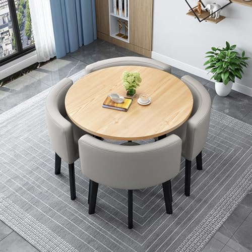 OUKMXSY Rundes/Quadratisches Esstisch-Set Mit StüHlen, Moderner Konferenztisch Und 4 StüHlen, Empfangsstuhlkombination, HolzküChe FüR Wohnzimmer (80 cm (31,5 Zoll), B) von OUKMXSY