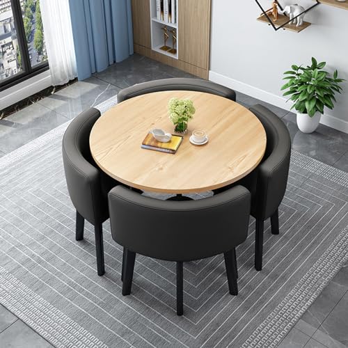 OUKMXSY Rundes/Quadratisches Esstisch-Set Mit StüHlen, Moderner Konferenztisch Und 4 StüHlen, Empfangsstuhlkombination, HolzküChe FüR Wohnzimmer (80 cm (31,5 Zoll), C) von OUKMXSY