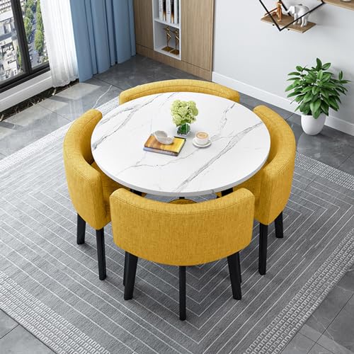 OUKMXSY Rundes/Quadratisches Esstisch-Set Mit StüHlen, Moderner Konferenztisch Und 4 StüHlen, Empfangsstuhlkombination, HolzküChe FüR Wohnzimmer (80 cm (31,5 Zoll), G) von OUKMXSY