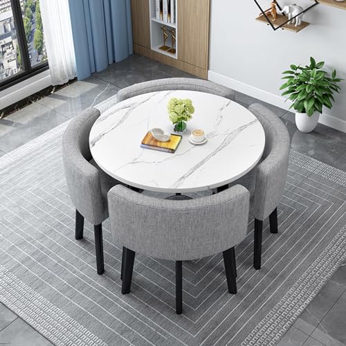 OUKMXSY Rundes/Quadratisches Esstisch-Set Mit StüHlen, Moderner Konferenztisch Und 4 StüHlen, Empfangsstuhlkombination, HolzküChe FüR Wohnzimmer (80 cm (31,5 Zoll), H) von OUKMXSY