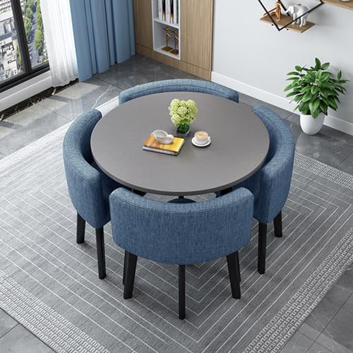 OUKMXSY Rundes/Quadratisches Esstisch-Set Mit StüHlen, Moderner Konferenztisch Und 4 StüHlen, Empfangsstuhlkombination, HolzküChe FüR Wohnzimmer (80 cm (31,5 Zoll), N) von OUKMXSY