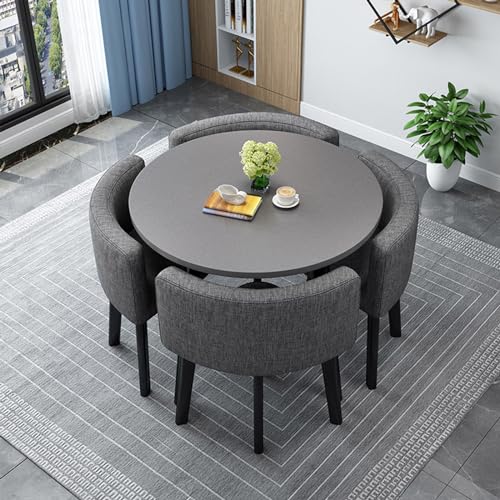OUKMXSY Rundes/Quadratisches Esstisch-Set Mit StüHlen, Moderner Konferenztisch Und 4 StüHlen, Empfangsstuhlkombination, HolzküChe FüR Wohnzimmer (80 cm (31,5 Zoll), R) von OUKMXSY