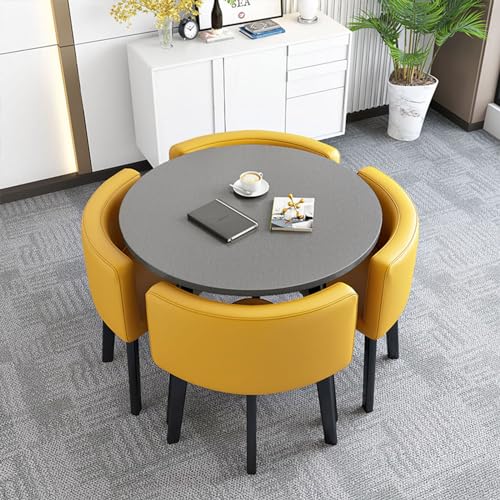 OUKMXSY Rundes/Quadratisches Esstisch-Set Mit StüHlen, Moderner Konferenztisch Und 4 StüHlen, Empfangsstuhlkombination, HolzküChe FüR Wohnzimmer (80 cm (31,5 Zoll), U) von OUKMXSY