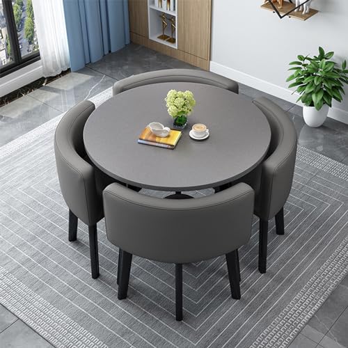 OUKMXSY Rundes/Quadratisches Esstisch-Set Mit StüHlen, Moderner Konferenztisch Und 4 StüHlen, Empfangsstuhlkombination, HolzküChe FüR Wohnzimmer (80 cm (31,5 Zoll), V) von OUKMXSY
