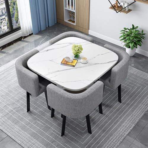 OUKMXSY Rundes/Quadratisches Esstisch-Set Mit StüHlen, Moderner Konferenztisch Und 4 StüHlen, Empfangsstuhlkombination, HolzküChe FüR Wohnzimmer (80 cm (31,5 Zoll), X) von OUKMXSY