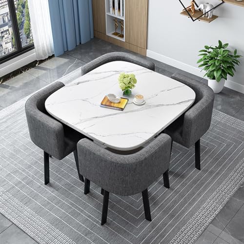OUKMXSY Rundes/Quadratisches Esstisch-Set Mit StüHlen, Moderner Konferenztisch Und 4 StüHlen, Empfangsstuhlkombination, HolzküChe FüR Wohnzimmer (80 cm (31,5 Zoll), Y) von OUKMXSY
