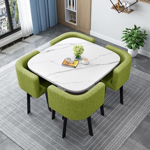 OUKMXSY Rundes/Quadratisches Esstisch-Set Mit StüHlen, Moderner Konferenztisch Und 4 StüHlen, Empfangsstuhlkombination, HolzküChe FüR Wohnzimmer (80 cm (31,5 Zoll), Z) von OUKMXSY
