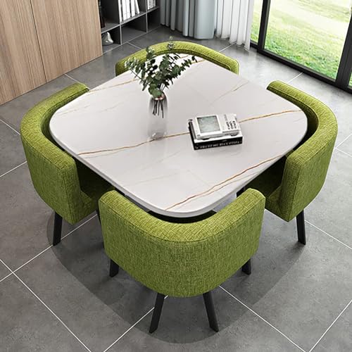 OUKMXSY Rundes Esstisch-Set Aus Kunstmarmor Mit 4 StüHlen, 5-Teiliges Set, Moderner KüChentisch, Holztischplatte Und Gepolsterte StüHle, Konferenzempfang OUKMXSY Rundes Esstisch-Set Aus Kunstmarmor Mit 4 StüHlen, 5-Teiliges Set, Moderner KüChentisch, Holztischplatte Und Gepolsterte StüHle, Konferenzempfang von OUKMXSY