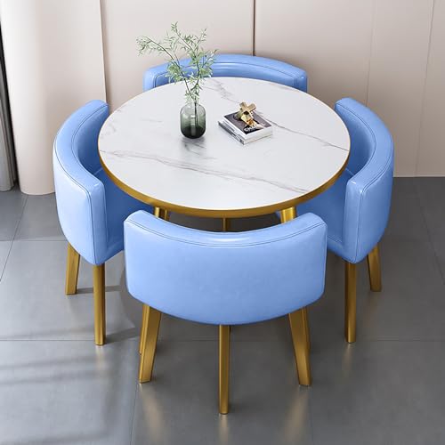 OUKMXSY Rundes Esstisch-Set Aus Kunstmarmor Mit 4 StüHlen, 5-Teiliges Set, Moderner KüChentisch, Holztischplatte Und Gepolsterte StüHle, Konferenzempfang OUKMXSY Rundes Esstisch-Set Aus Kunstmarmor Mit 4 StüHlen, 5-Teiliges Set, Moderner KüChentisch, Holztischplatte Und Gepolsterte StüHle, Konferenzempfang von OUKMXSY