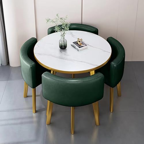 OUKMXSY Rundes Esstisch-Set Aus Kunstmarmor Mit 4 StüHlen, 5-Teiliges Set, Moderner KüChentisch, Holztischplatte Und Gepolsterte StüHle, Konferenzempfang OUKMXSY Rundes Esstisch-Set Aus Kunstmarmor Mit 4 StüHlen, 5-Teiliges Set, Moderner KüChentisch, Holztischplatte Und Gepolsterte StüHle, Konferenzempfang von OUKMXSY