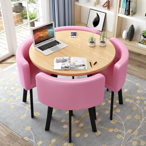 OUKMXSY Rundes Esstisch-Set FüR Die KüChe FüR 4 Personen, Platzsparend Und Mit Dicker Tischplatte, 4 Gepolsterten StüHlen, Modernes, LäSsiges Kaffee-Set FüR Das Esszimmer (D 31,5 Zoll/80 cm, Pu A) OUKMXSY Rundes Esstisch-Set FüR Die KüChe FüR 4 Personen, Platzsparend Und Mit Dicker Tischplatte, 4 Gepolsterten StüHlen, Modernes, LäSsiges Kaffee-Set FüR Das Esszimmer (D 31,5 Zoll/80 cm, Pu A) von OUKMXSY