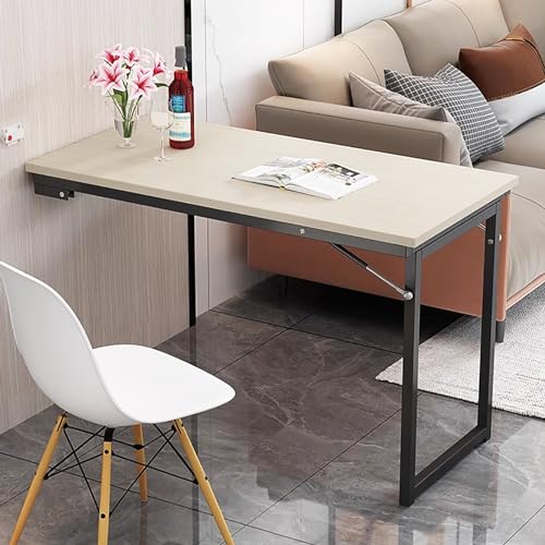 OUKMXSY Wandmontierter Klapptisch – Massivholz, Faltbar FüR Kleine RäUme, Einziehbarer Schwebender Schreibtisch (39,5 X 19,7 X 29,5 Zoll, Natur) von OUKMXSY