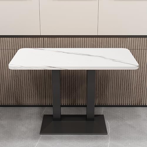 Quadratischer Esstisch Mit Schwarzem Metallrahmen, Industrielle Bar-Holzplatte, Hohe Kneipentische, Esstische In KüChenthekenhöHe FüR Zimmerrestaurants (47,2"L X 23,6"B 29,5"H, Marmormuster) von OUKMXSY