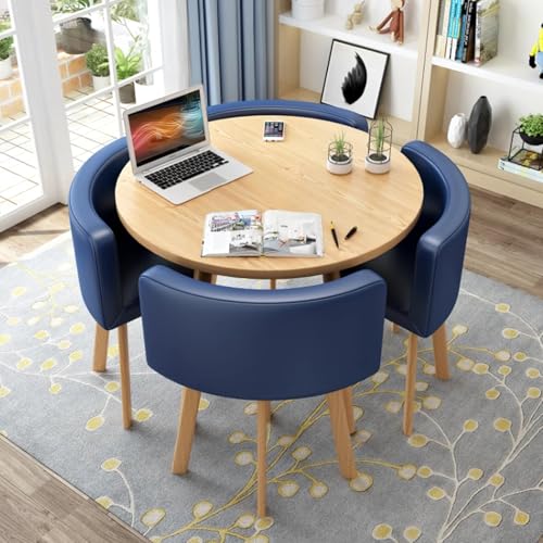 Rundes Esstisch-Set FüR Die KüChe FüR 4 Personen, Platzsparend Und Mit StüHlen Mit Dicker Tischplatte, 4 Gepolsterten StüHlen, Modernes, LäSsiges Kaffee-Set FüR Das Esszimmer (D 31,5 Zoll/80 Cm, Pu D Rundes Esstisch-Set FüR Die KüChe FüR 4 Personen, Platzsparend Und Mit StüHlen Mit Dicker Tischplatte, 4 Gepolsterten StüHlen, Modernes, LäSsiges Kaffee-Set FüR Das Esszimmer (D 31,5 Zoll/80 Cm, Pu D von OUKMXSY