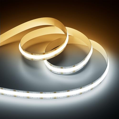 OULARA COB LED Streifen 8M Dimmbar Warmweiß Kaltweiß 2700K-6500K,576LEDs/m 24V LED Strip Lights CRI90+ für Schlafzimmer Küche Zuhause DIY Beleuchtung(No Netzteil und Dimmer) von OULARA