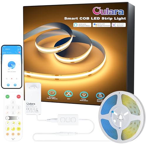 OULARA WIFI COB LED Streifen 10M Warmweiß 2700K,Dimmbares 24V LED Band Licht Set,Smart Funktioniert mit Alexa/Google Assistant für DIY Beleuchtung unter dem Schrank,Schlafzimmer,Küche von OULARA