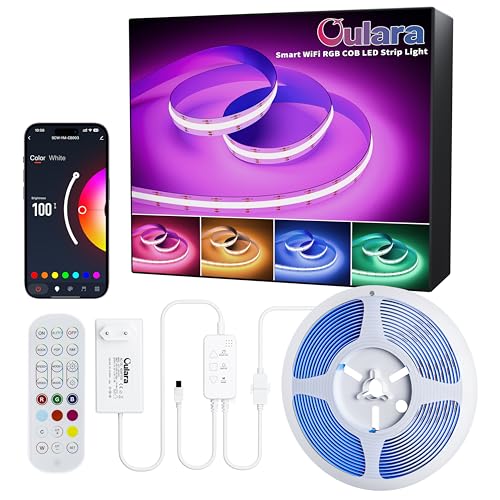 OULARA WIFI RGB COB LED Streifen 6M Dimmbar LED strip Licht DC24V,Farbe Wechsel Smart Funktioniert mit Tuya/Alexa/Google Assistant,Mehrfarbiges Flexibles LED band Licht für home DIY Dekoration von OULARA