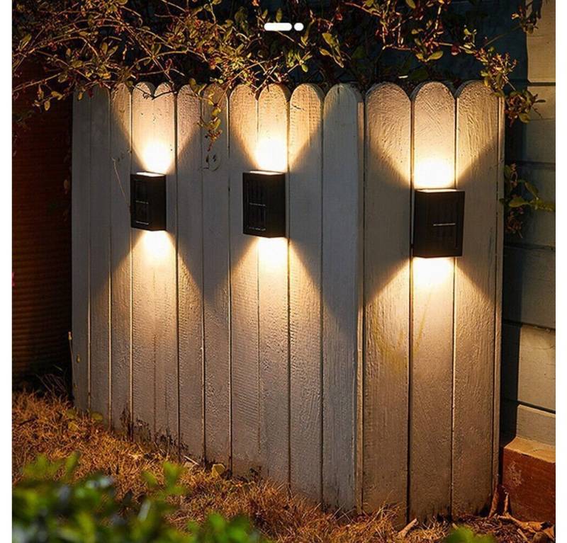 OULENBIYAR Außen-Wandleuchte 4 Stück LED Solarleuchte Solarlampe Außen Wandlampen Up Down für Außen, LED fest integriert, Warmweiß, Solarleuchten für Veranda Pfad Garage, Garten Solarleuchte von OULENBIYAR
