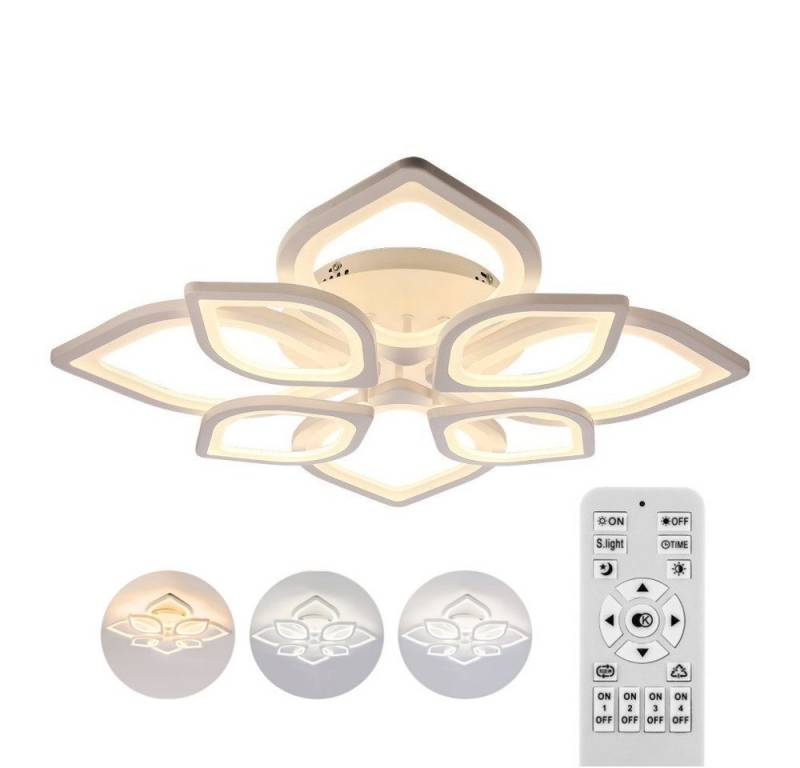 OULENBIYAR Deckenleuchte 80W LED Deckenlampe aus Metall, Dimmbar, in Blumenförmiges Design, mit Fernbedienung, LED fest integriert, kaltweiß, neutralweiß, warmweiß, LED moderne Deckenleuchte für Wohnzimmer, Schlafzimmer, Flur, Küche von OULENBIYAR