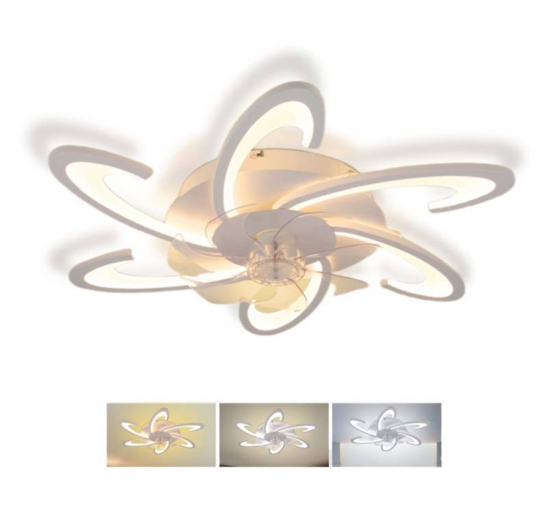 OULENBIYAR Deckenleuchte Leise Deckenventilator mit Beleuchtung, 85W Deckenlampe Mit Ventilator, LED fest integriert, Kaltweiß, Neutralweiß, Warmweiß, 6 Geschwindigkeit Blume Deckenleuchte,mit Fernbedienung Dimmbar von OULENBIYAR