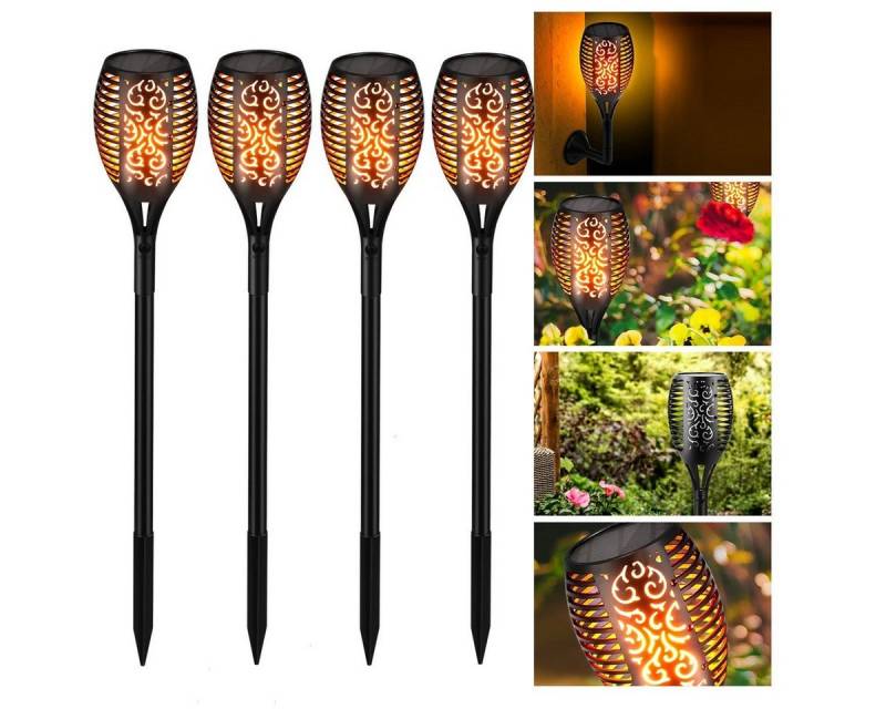 OULENBIYAR Gartenleuchte Solarleuchten für Außen Garten 4 Stück, 96LED GROßE Solarlampe, LED fest integriert, Warmweiß, Solar Fackel Gartenfackeln,IP65 Solarlampe,für Außen, Gärten von OULENBIYAR