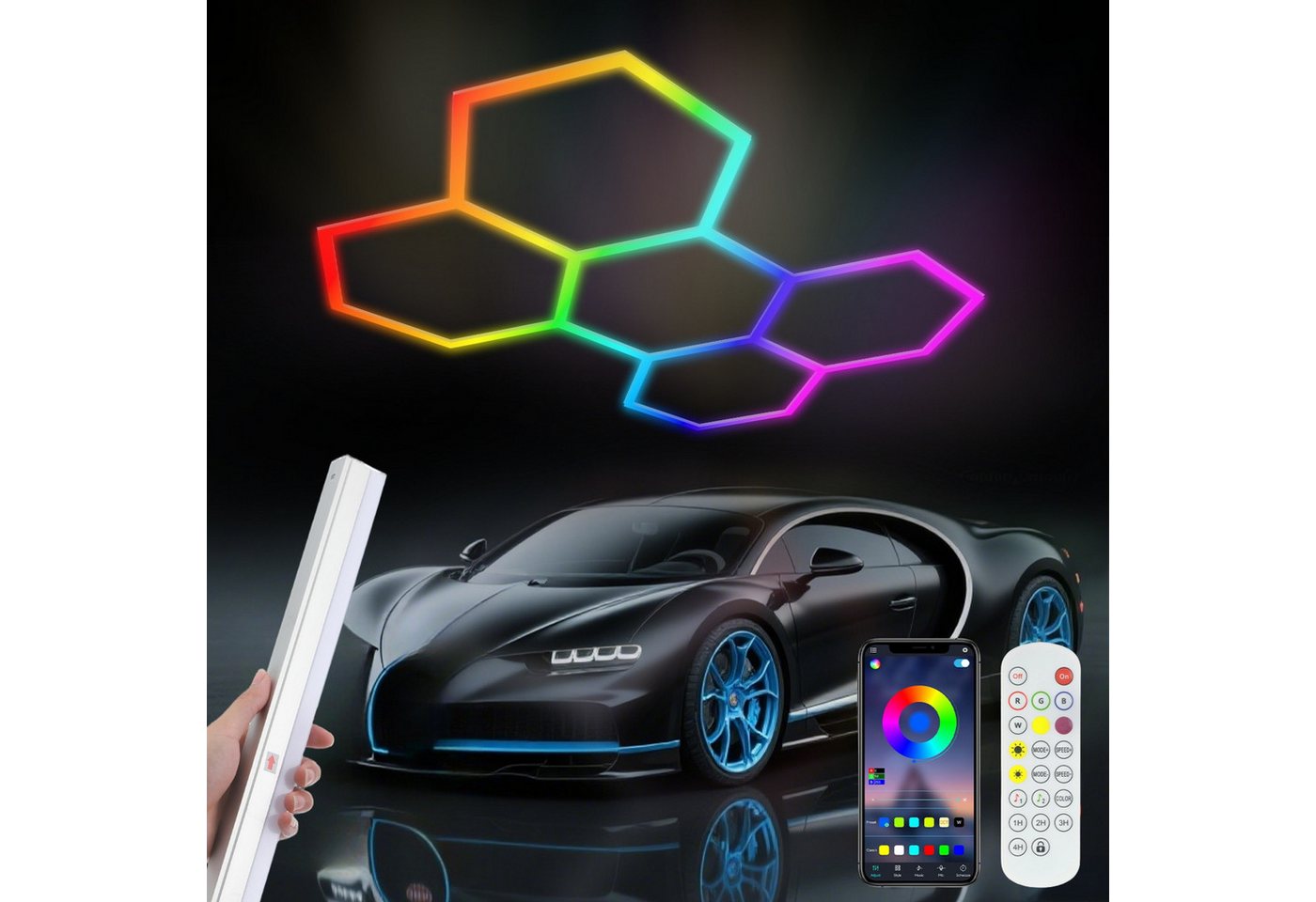 OULENBIYAR LED Dekolicht 5er-Pack Hexagon LED Deckenleuchte RGBW Hexagon Garage Leuchten 150W, RGB, Ideal für Lager Werkstatt Gym RGB LED Wabenbeleuchtung Esports Gaming OULENBIYAR LED Dekolicht 5er-Pack Hexagon LED Deckenleuchte RGBW Hexagon Garage Leuchten 150W, RGB, Ideal für Lager Werkstatt Gym RGB LED Wabenbeleuchtung Esports Gaming von OULENBIYAR