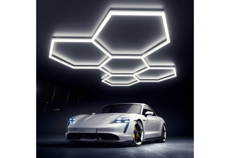 OULENBIYAR LED Dekolicht LED Wandleuchte Hexagon LED 14 Raster Leuchten Set Deckenmontage, LED fest integriert, Tageslichtweiß, für Garage Werkstatt Gaming Fitnessstudio Friseur Bürobeleuchtung von OULENBIYAR