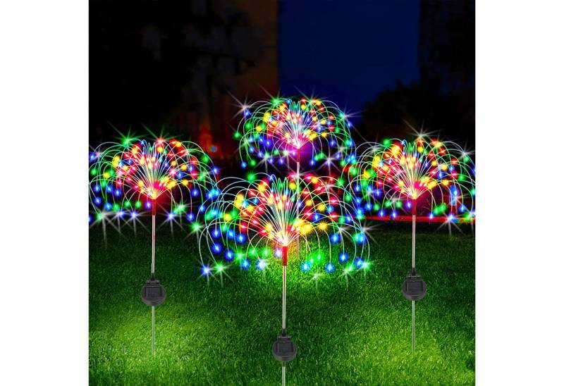 OULENBIYAR LED Solarleuchte Solarleuchten für Außen Garten Deko, 2 Stück Wasserdicht Solarlampen, LED fest integriert, Bunt, für Außen Garten,Solar LED Feuerwerk Licht mit 2 Beleuchtungsmodi von OULENBIYAR
