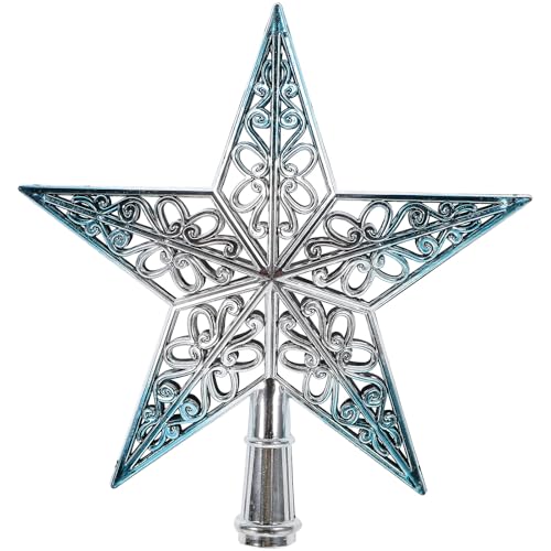 OULII Weihnachtsbaumspitze Stern Baumschmuck Glitzernde (Silbrig Blau) von OULII